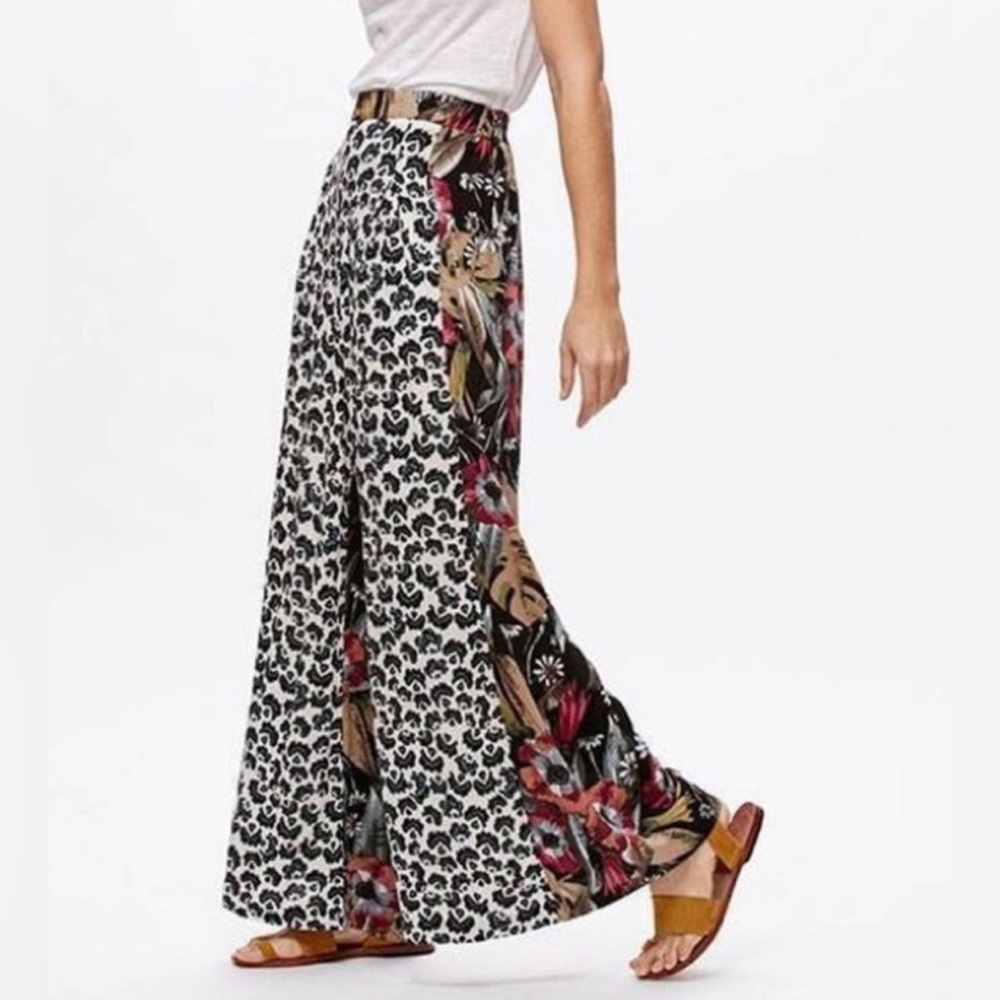 Free People In The Mix High Waist Wide Leg Boho Floral Hippie Festival Pant XS